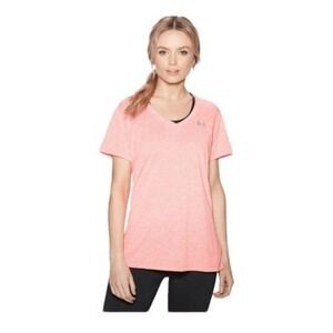 Under Armour Twisted Tech Tee Heather Orange V-Neck Short Sleeves Athletic XS